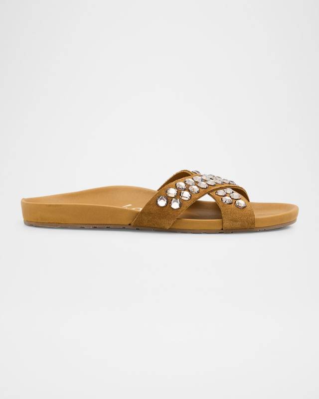 Analis Crystal Suede Crisscross Sandals